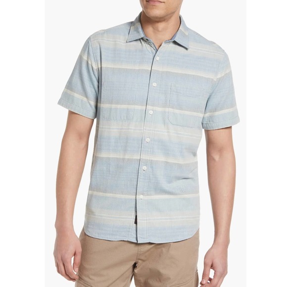 NWT Faherty Men's Reversible Striped Cotton Short Sleeve Button-Up Shirt (XXL ) - Picture 1 of 10